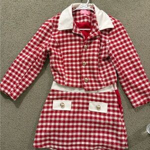 Red and White Plaid Jacket and Skirt Set